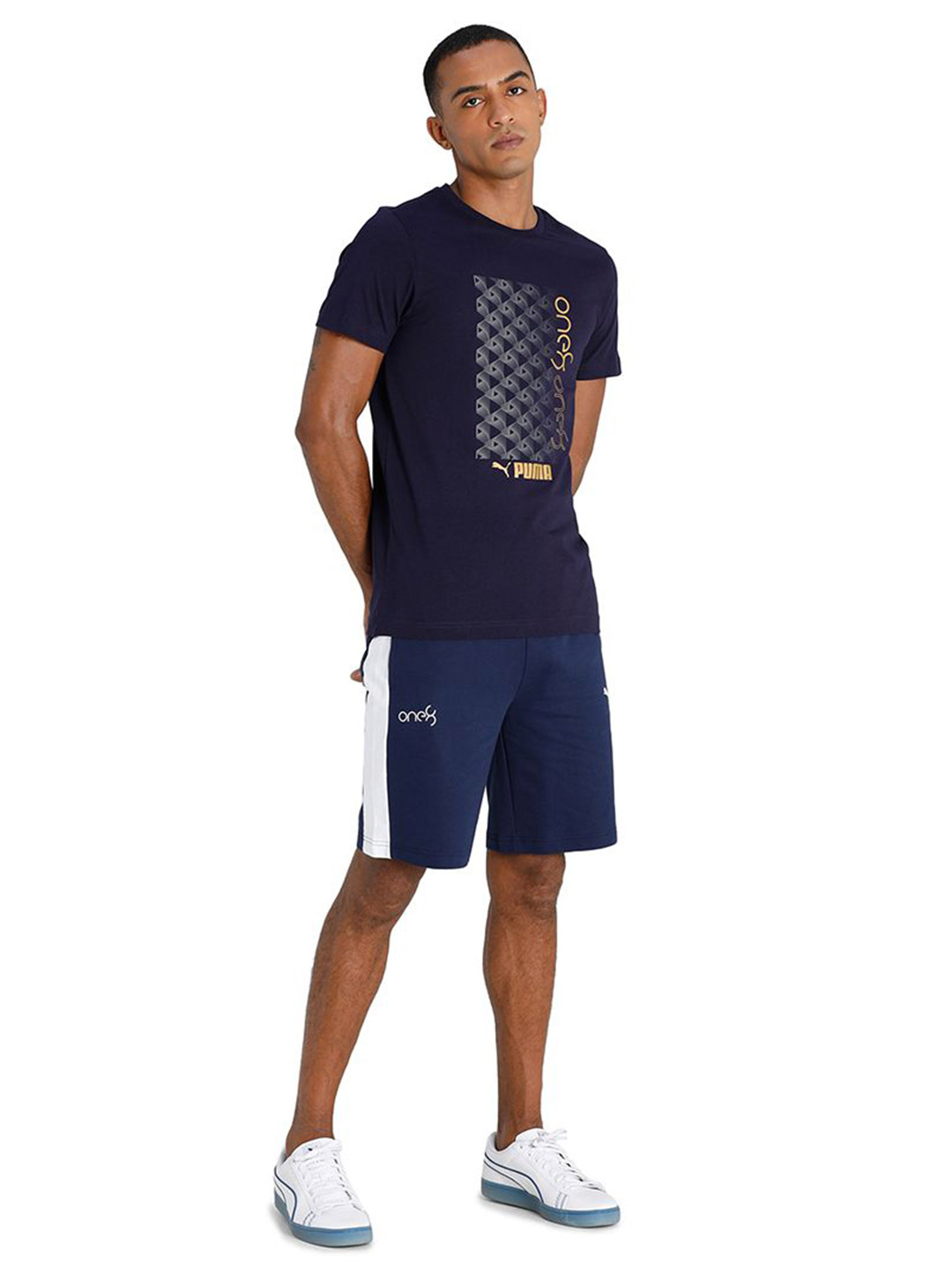 Puma Men Peacoat Printed Gold Foil Graphic T-Shirt (5)