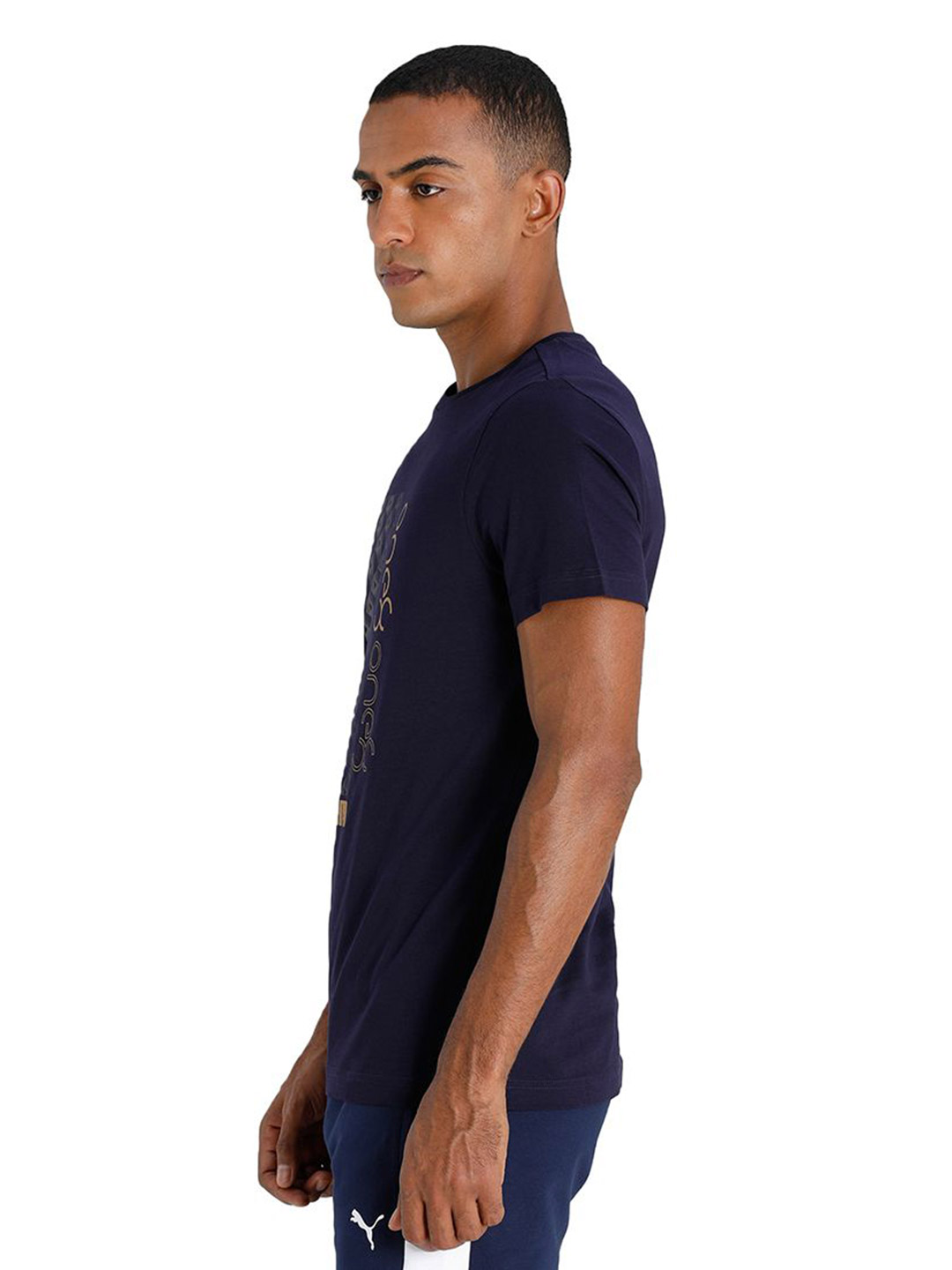 Puma Men Peacoat Printed Gold Foil Graphic T-Shirt (3)