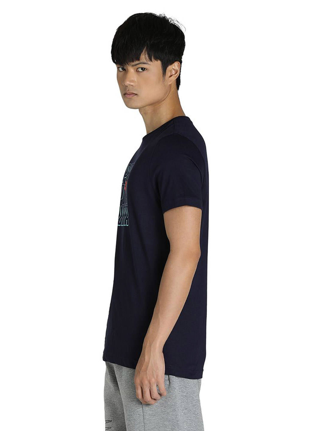 Puma Men Peacoat Printed Graphic Logo T-Shirt (4)
