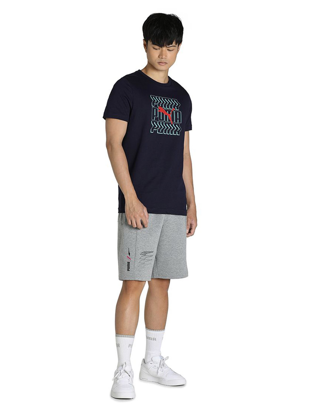 Puma Men Peacoat Printed Graphic Logo T-Shirt (5)