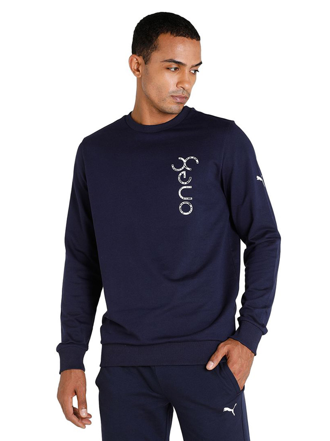 Puma Men Peacoat Printed one8 Virat Kohli Logo Crew Sweat Shirt (1)
