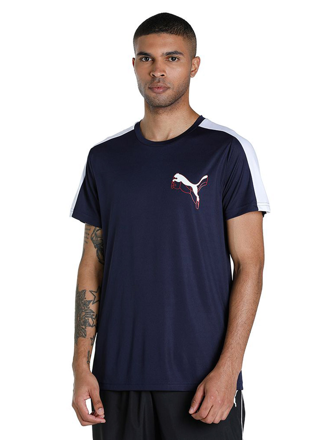 Men Peacoat Printed Puma CR Color block T-Shirt