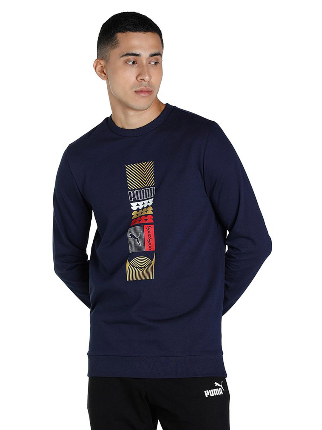 Men Peacoat Printed PUMAxONE8 Gold Foil Crew T-Shirts