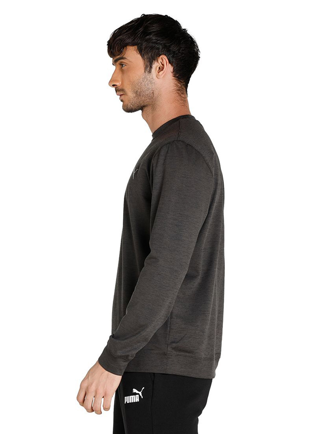 Puma Men Puma Black Heather Printed CLOUDSPUN Crew Golf Sweat Shirt (2)