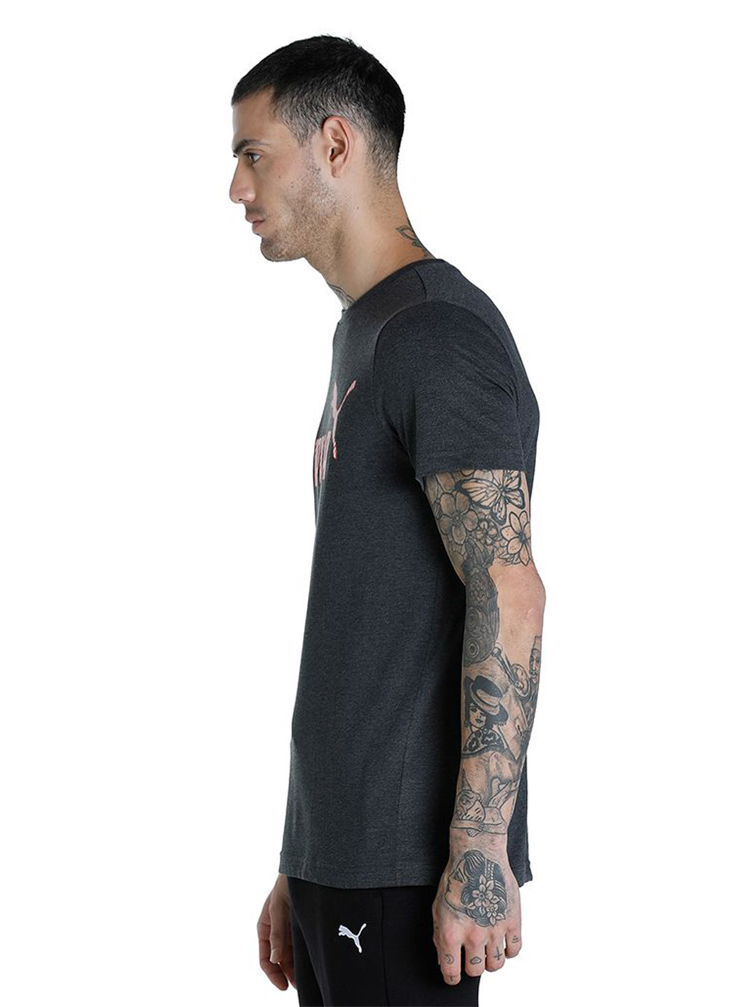 Puma Men Puma Black Heather Printed N1 Logo T-Shirt (2)