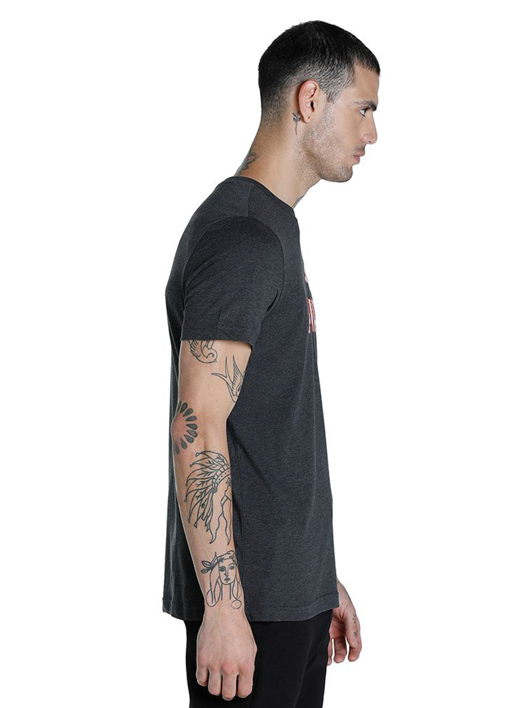 Puma Men Puma Black Heather Printed N1 Logo T-Shirt (4)