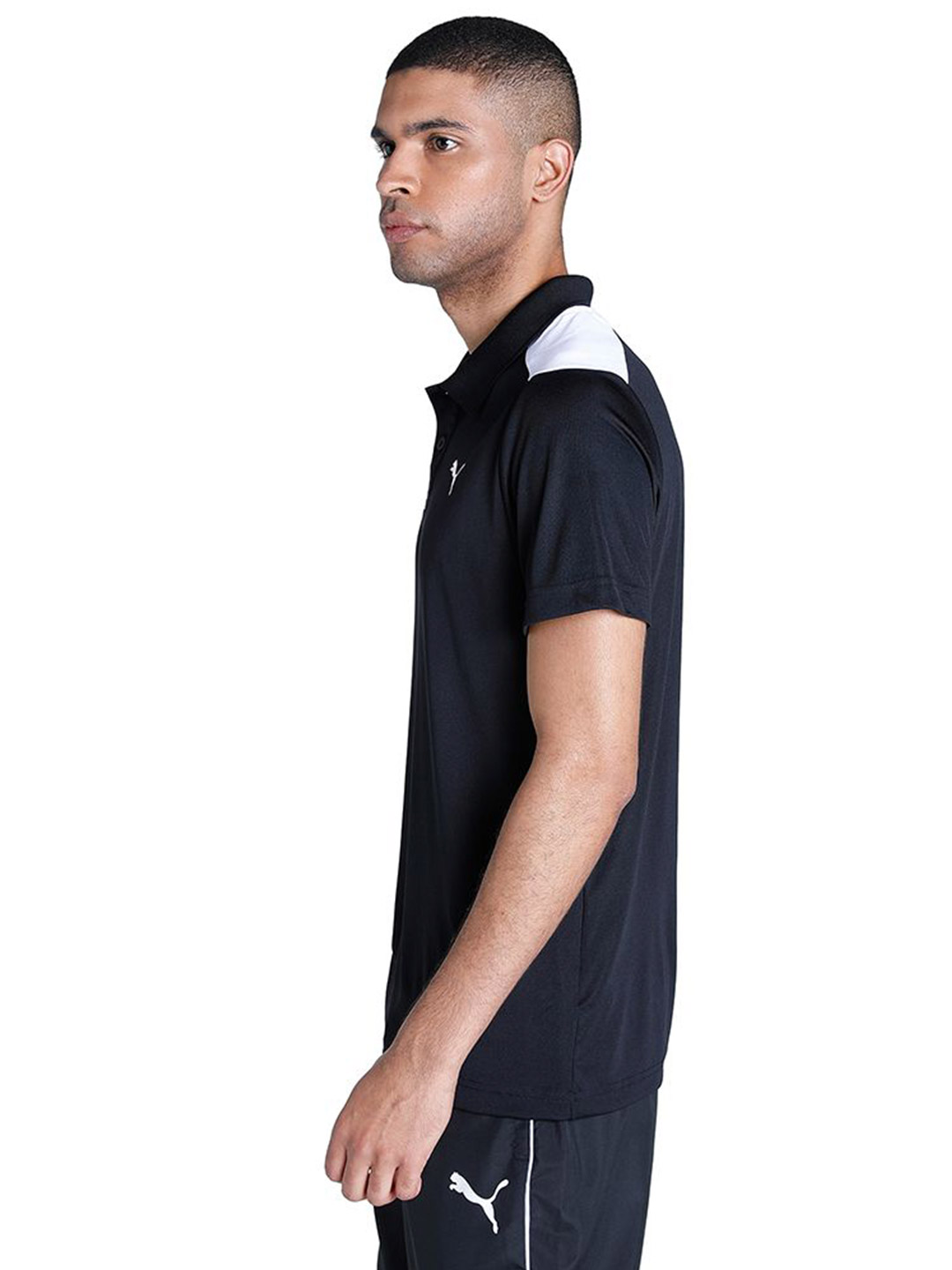 Puma Men Puma Black Printed Color Block Train Polo T-Shirt (3)