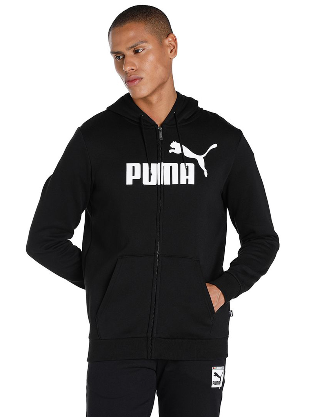 Puma Men Puma Black Printed Essential Big Logo Full-Zip Regular Fit Hoodie (1)