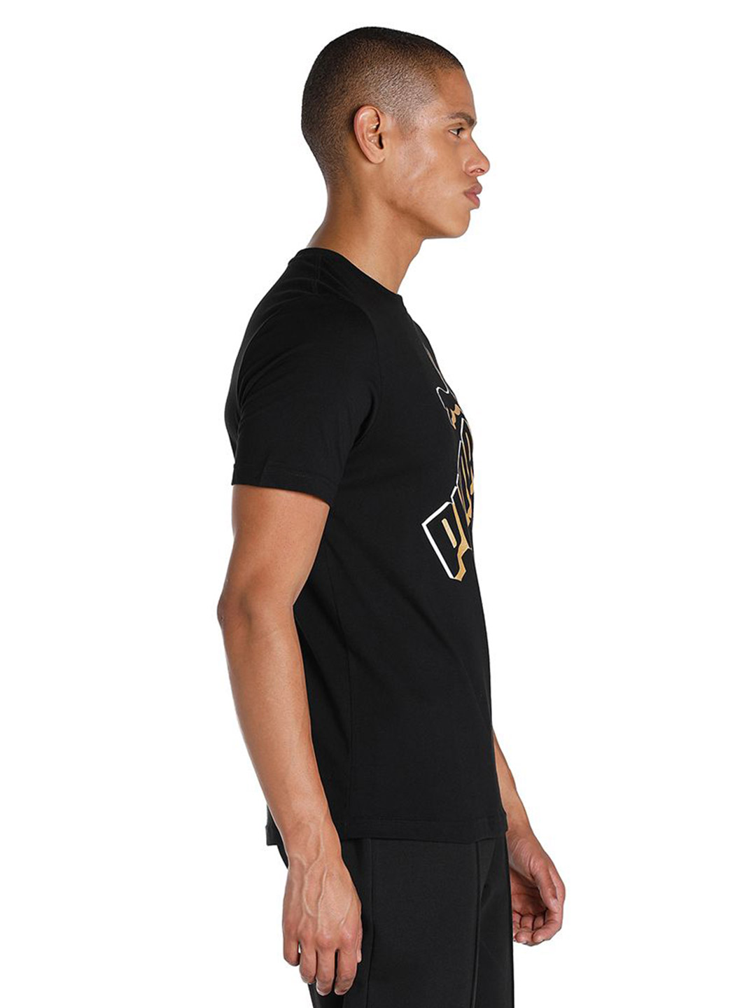 Puma Men Puma Black Printed Essentials+ Big Logo T-Shirt (4)