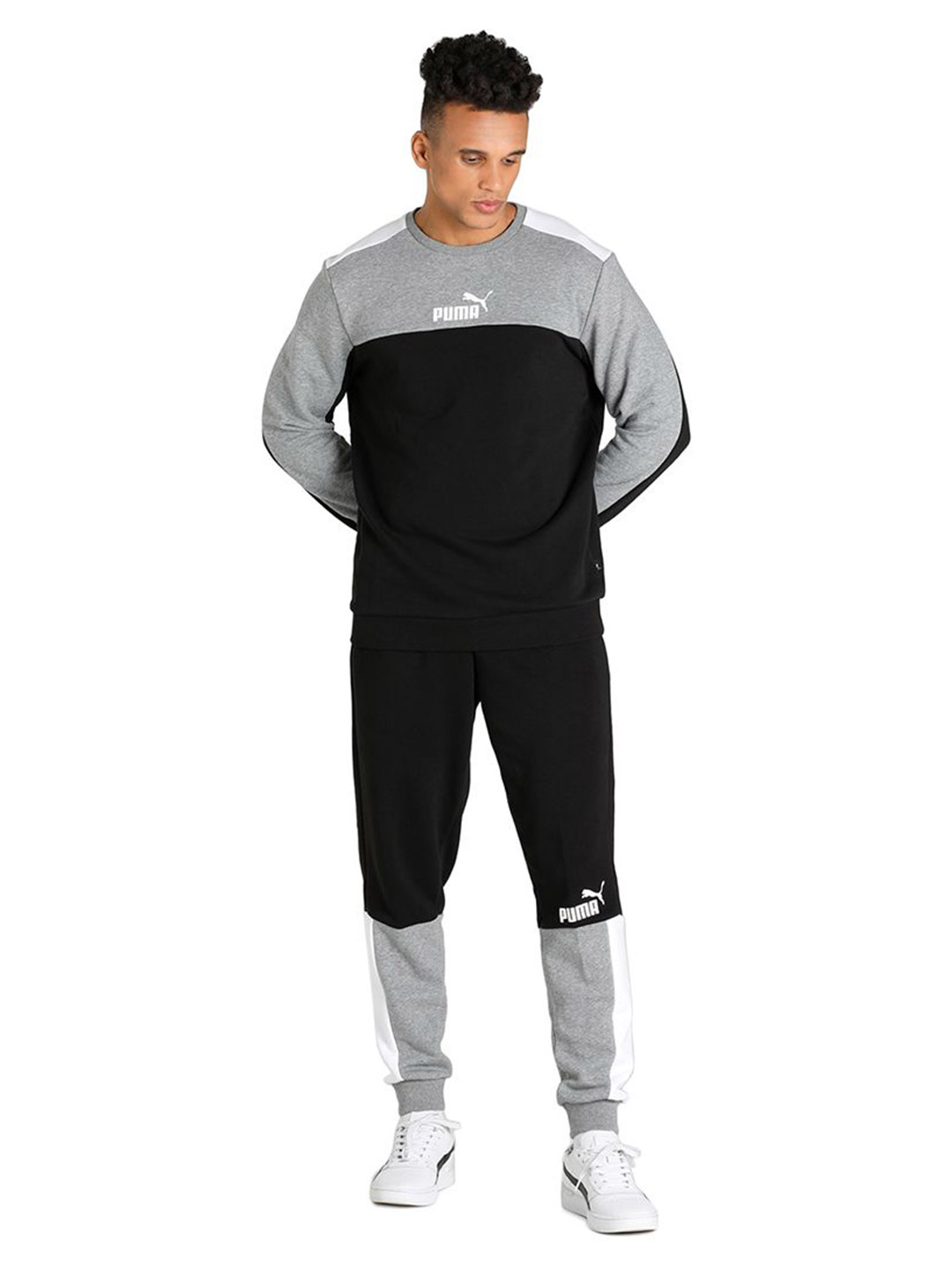 Puma Men Puma Black Printed Essentials+ Block Crew Neck Sweater (5)