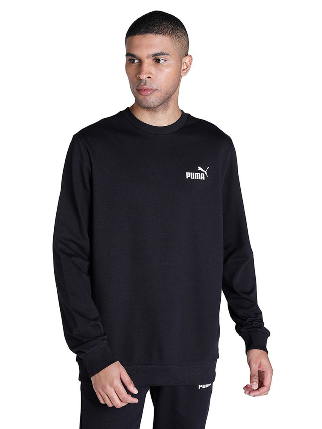 Puma Men Puma Black Printed Essentials Logo Regular Fit T-Shirt (1)