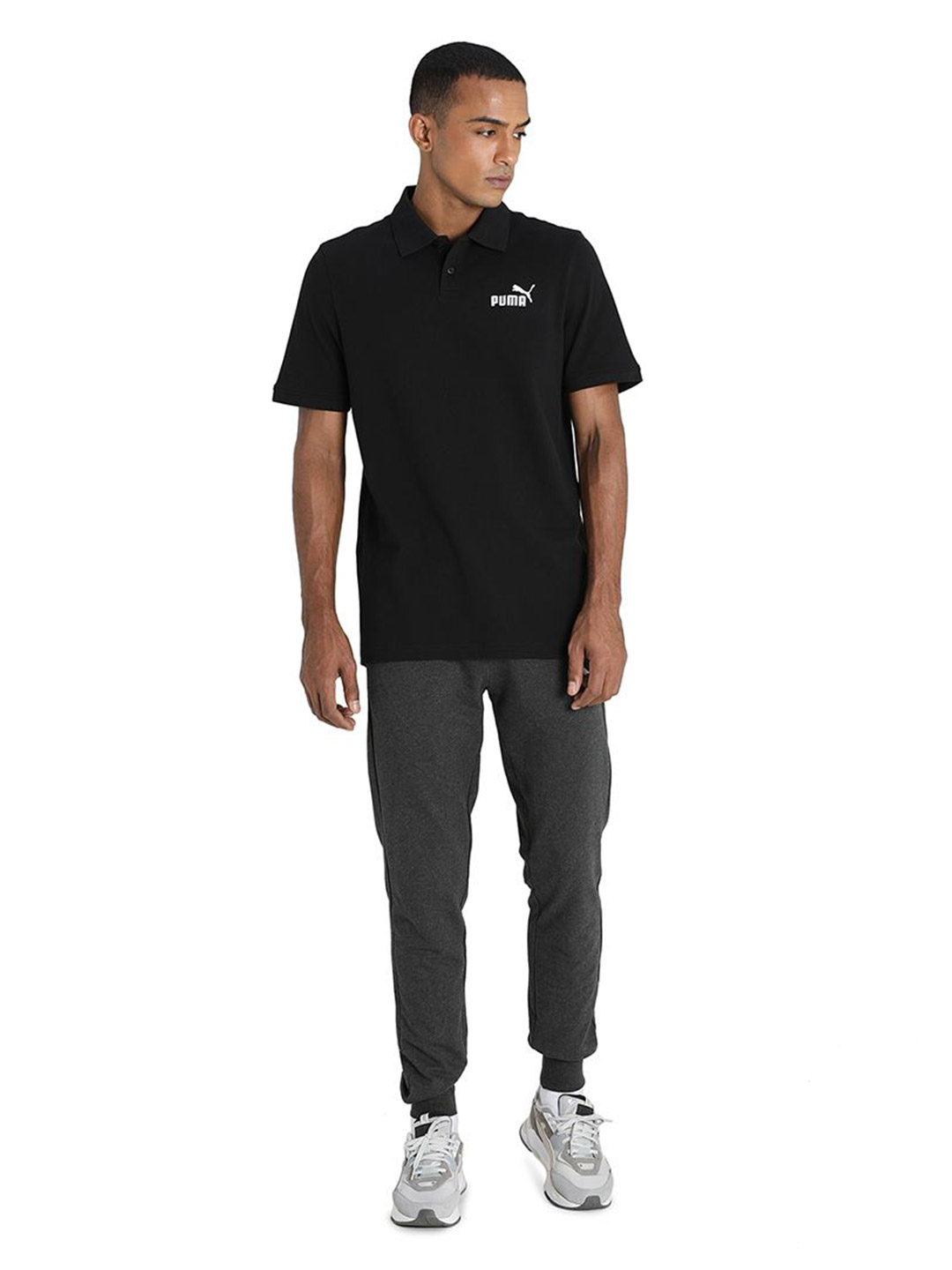 Puma Men Puma Black Printed Essentials Pique Regular Fit Polo Shirt (5)