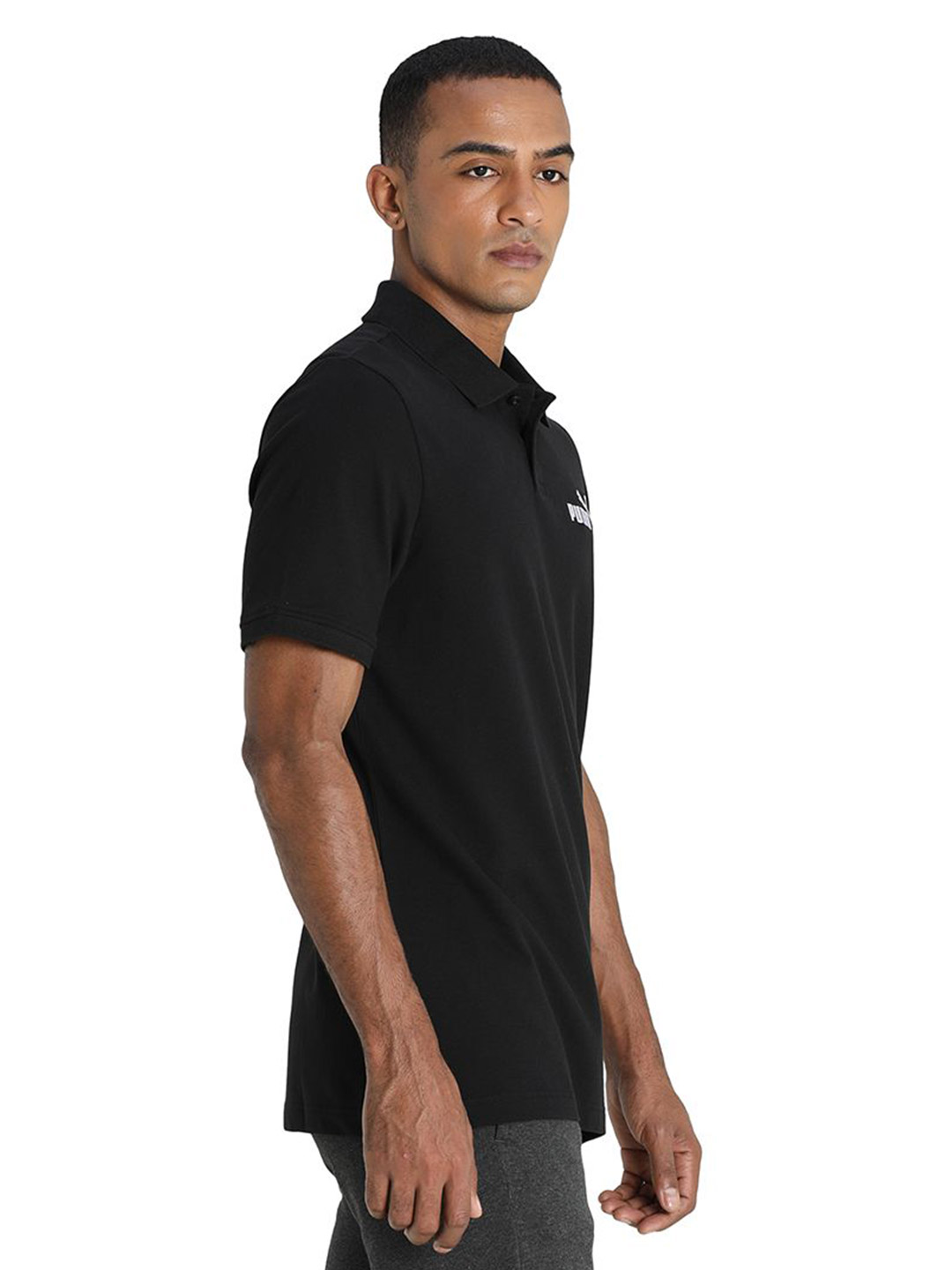 Puma Men Puma Black Printed Essentials Pique Regular Fit Polo Shirt (2)