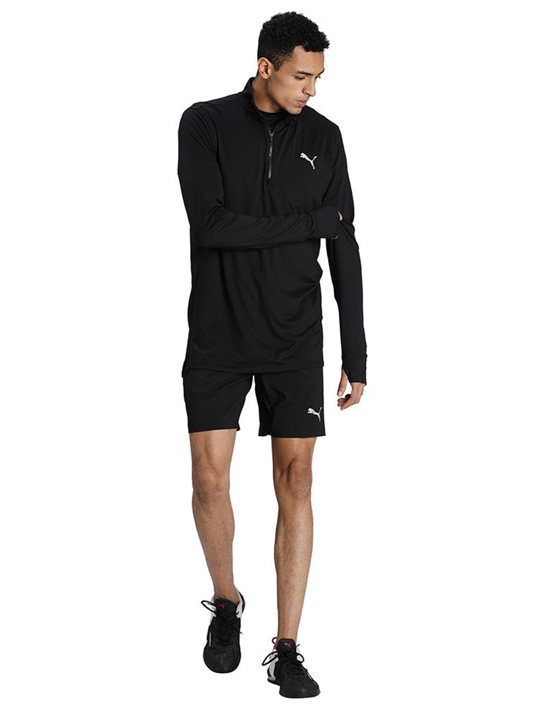 Puma Men Puma Black Printed Favourite Quarter-Zip Running Performance T-Shirt (5)