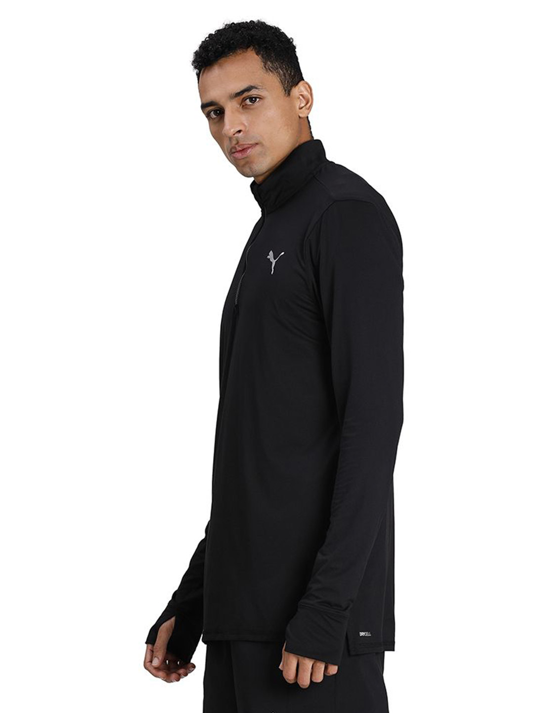 Puma Men Puma Black Printed Favourite Quarter-Zip Running Performance T-Shirt (2)