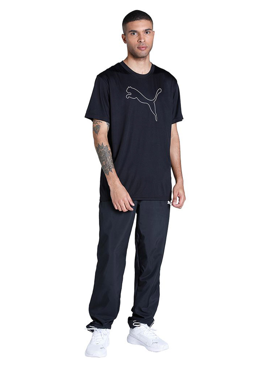 Puma Men Puma Black Printed PERFORMANCE CAT T-Shirt (5)