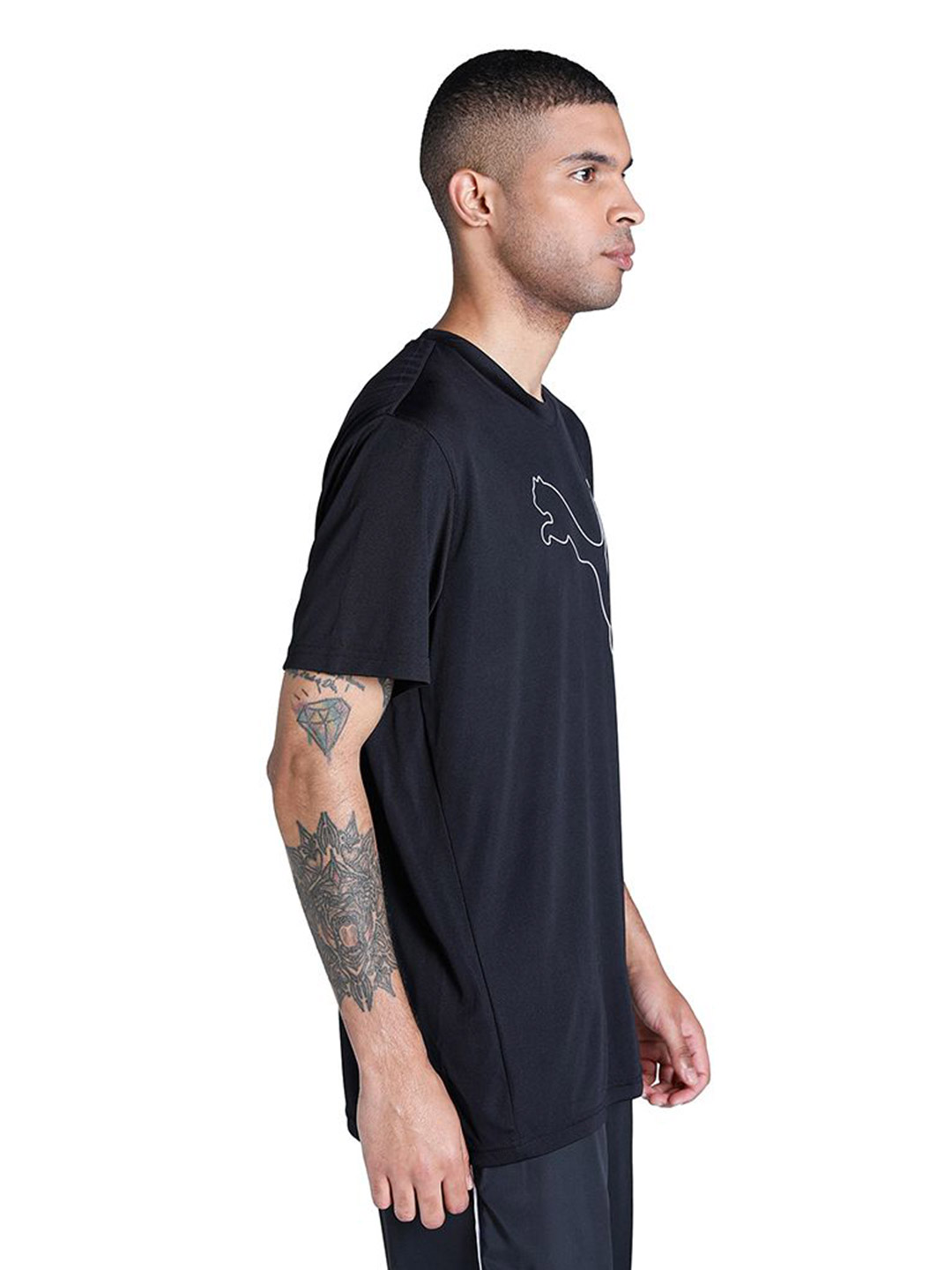 Puma Men Puma Black Printed PERFORMANCE CAT T-Shirt (4)