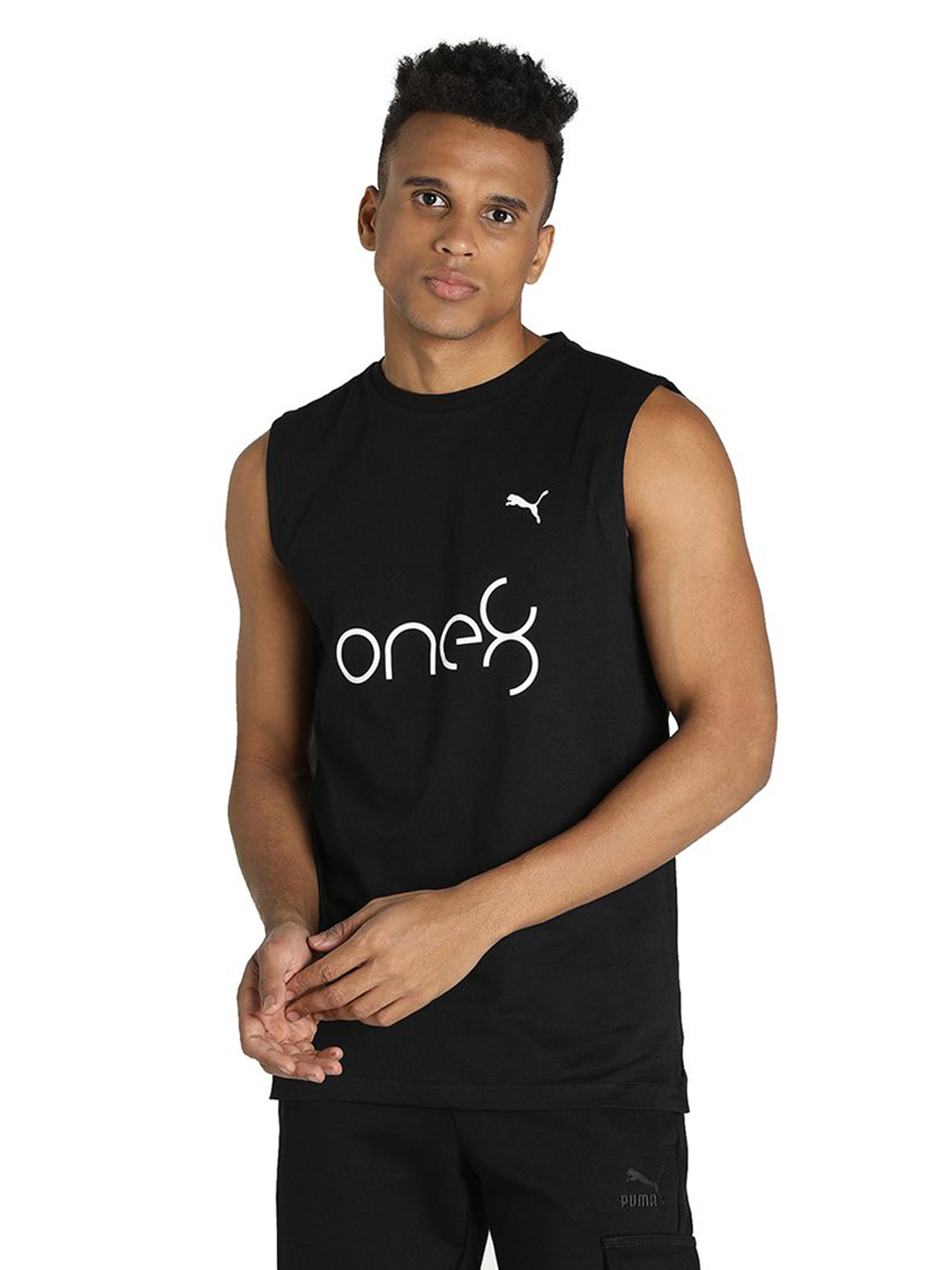 Puma Men Puma Black Printed Performance Sleeveless Tank (1)