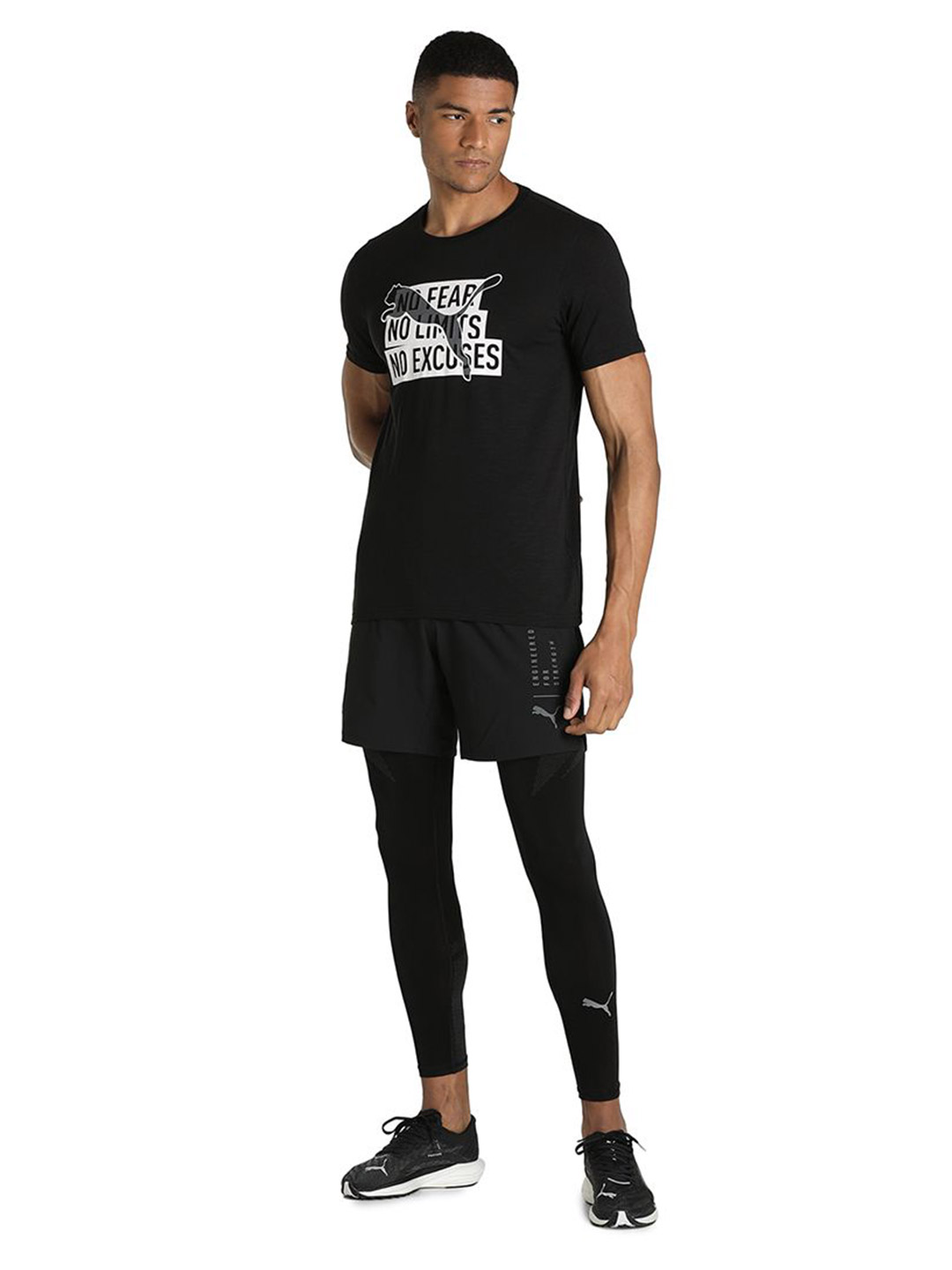 Puma Men Puma Black Printed Performance Slogan Cat Training T-Shirt (5)