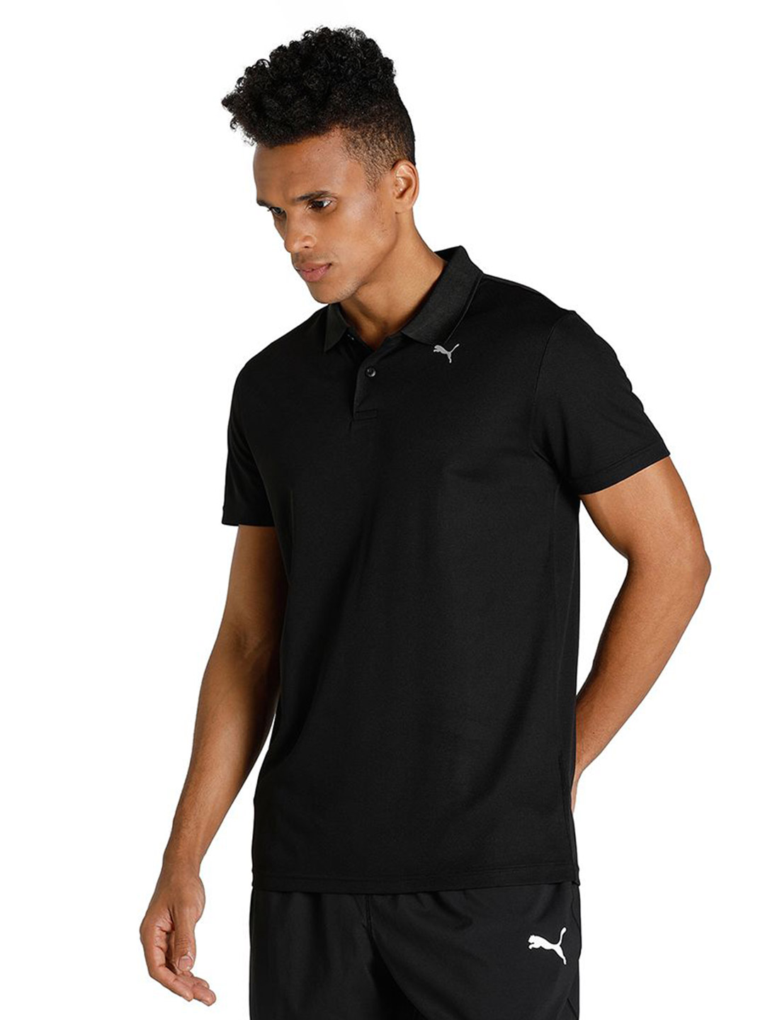 Puma Men Puma Black Printed Performance Training Polo Shirt (1)