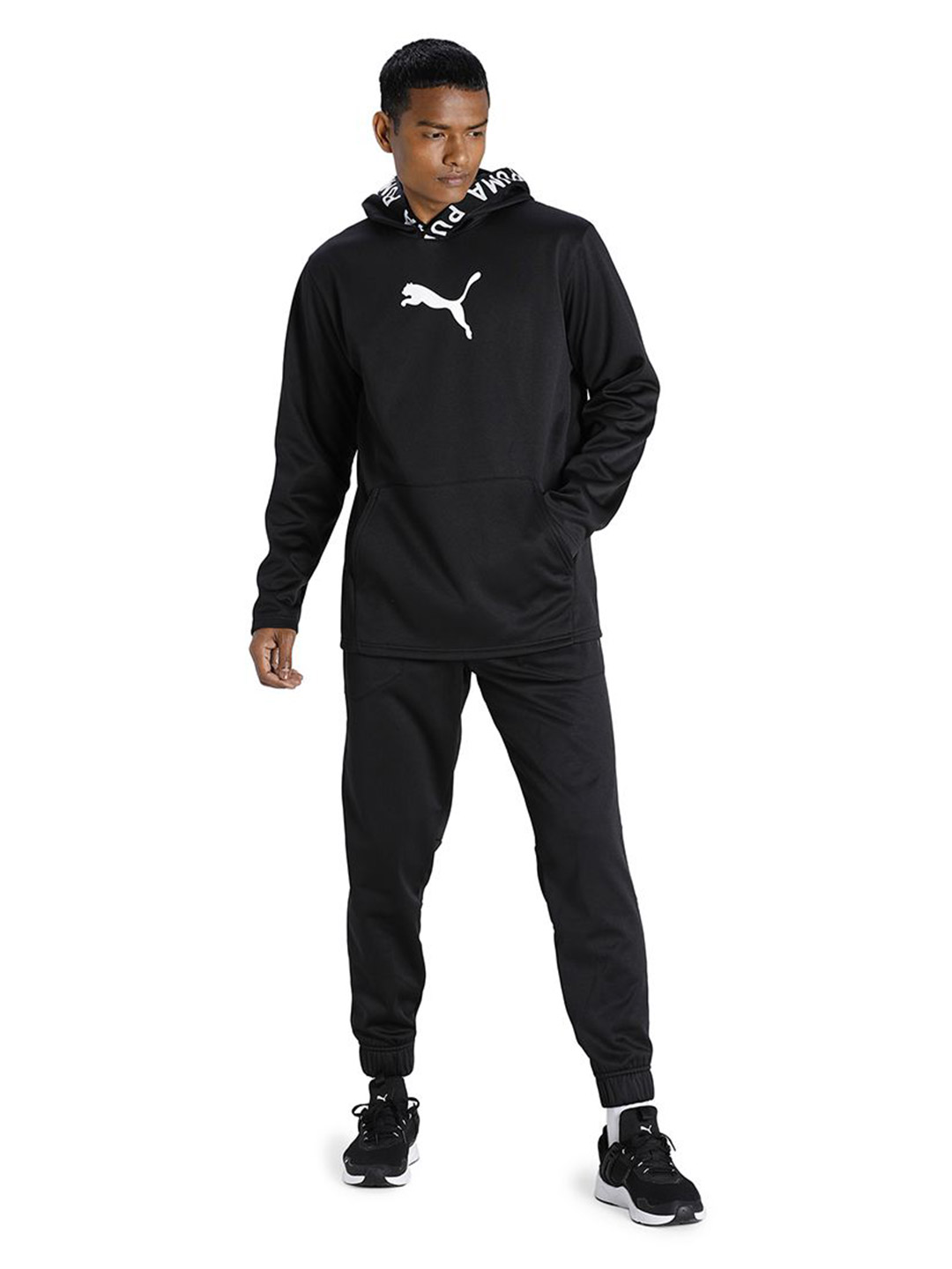 Puma Men Puma Black Printed POWER Fleece Training Hoodie (5)