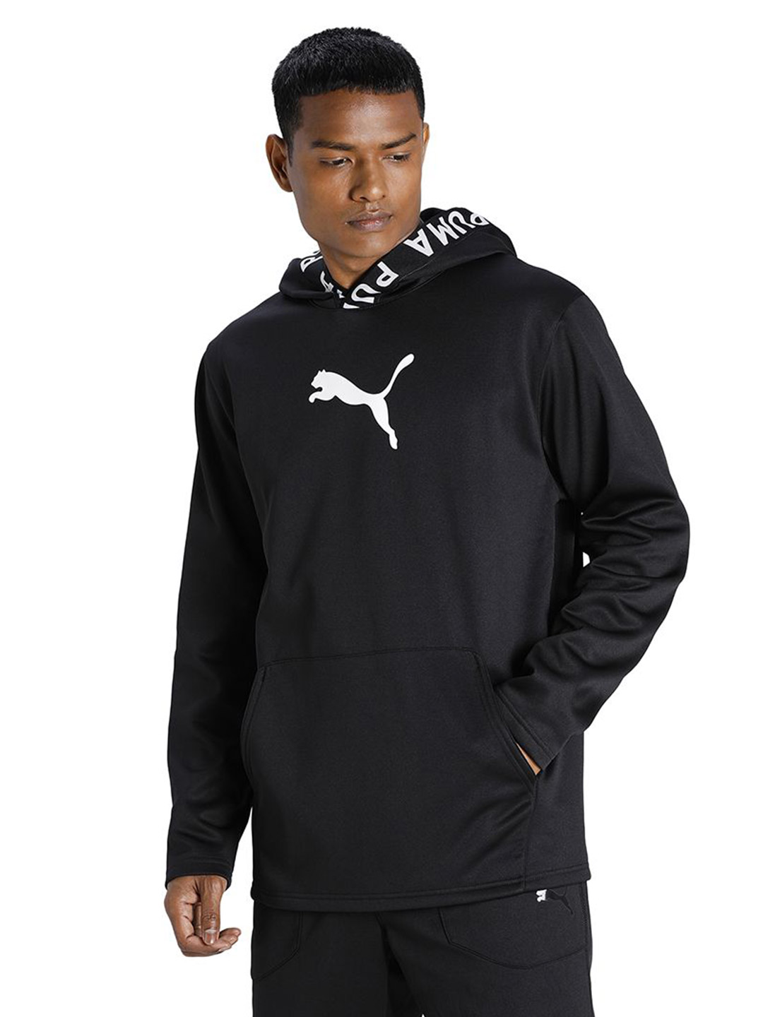 Puma Men Puma Black Printed POWER Fleece Training Hoodie (1)