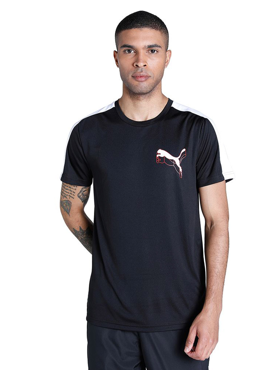 Puma Men Puma Black Printed Puma CR Color block T-Shirt (6)