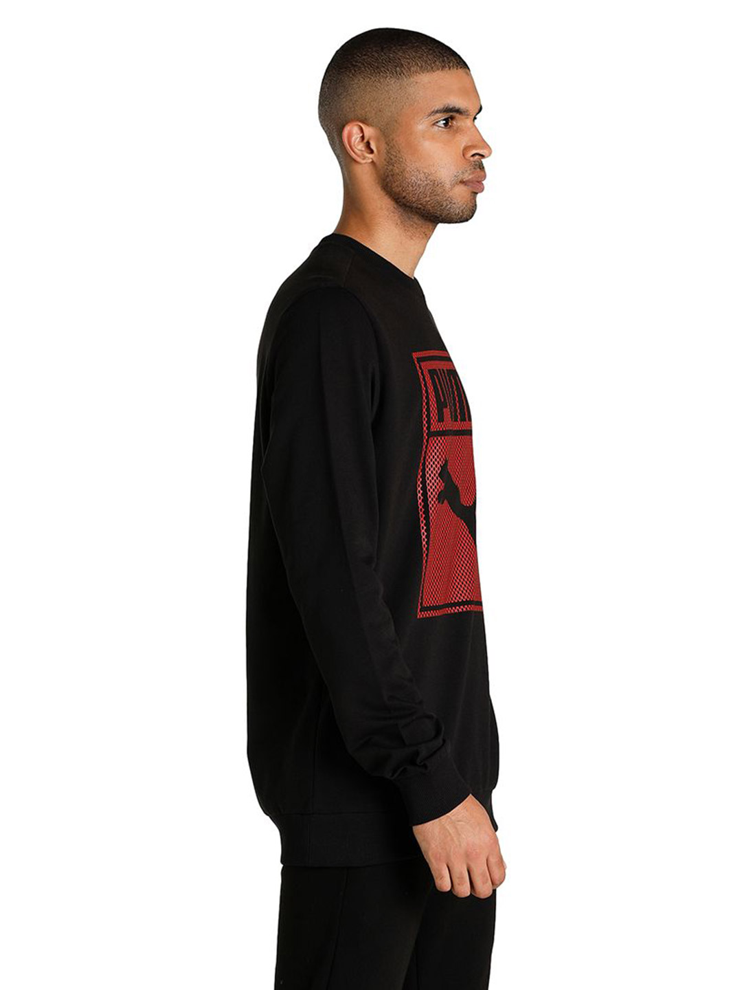 Puma Men Puma Black Printed PUMA Graphic Crew Sweat Shirt (4)