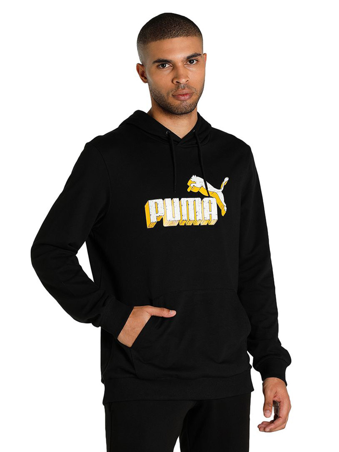 Puma Men Puma Black Printed Puma Graphic Hoodie (1)