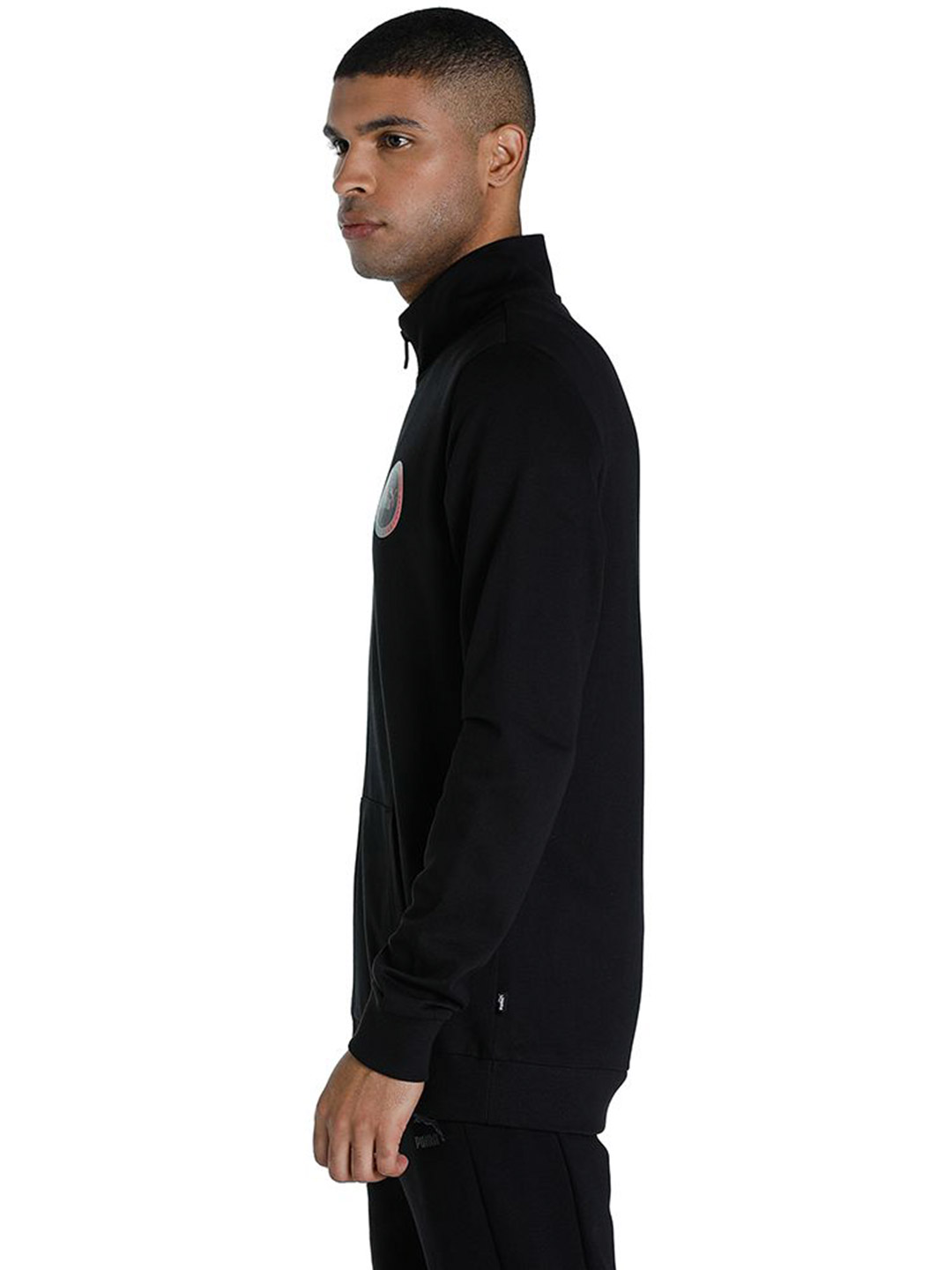 Puma Men Puma Black Printed Rounded Logo Knitted Jacket (2)