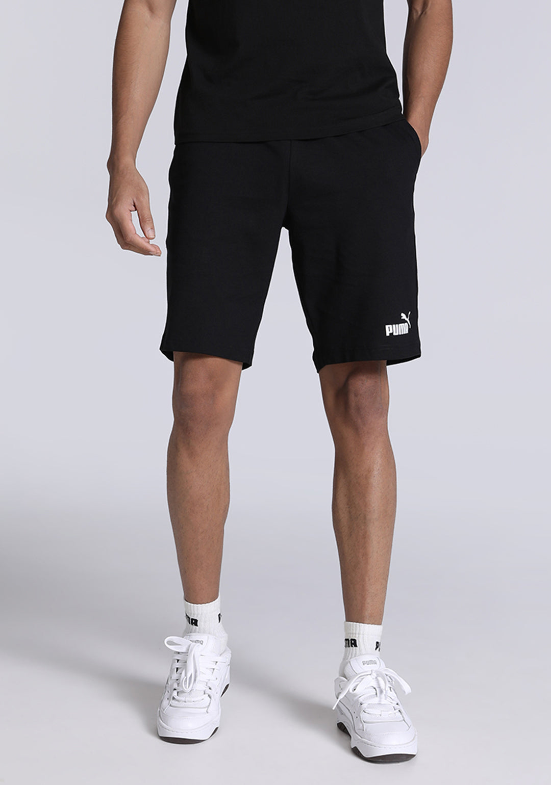 Puma Men Puma Black Solid ESS Jersey Shorts (1)