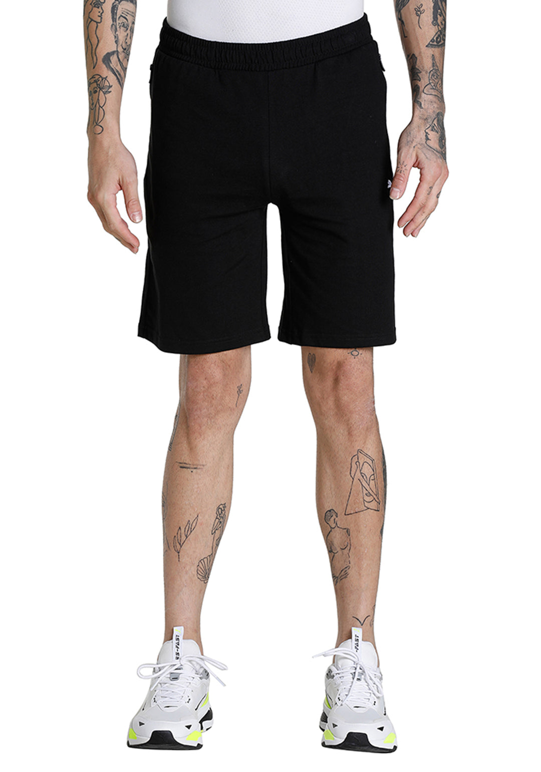 Puma Men PUMA Black Solid Zippered Jersey Shorts (1)