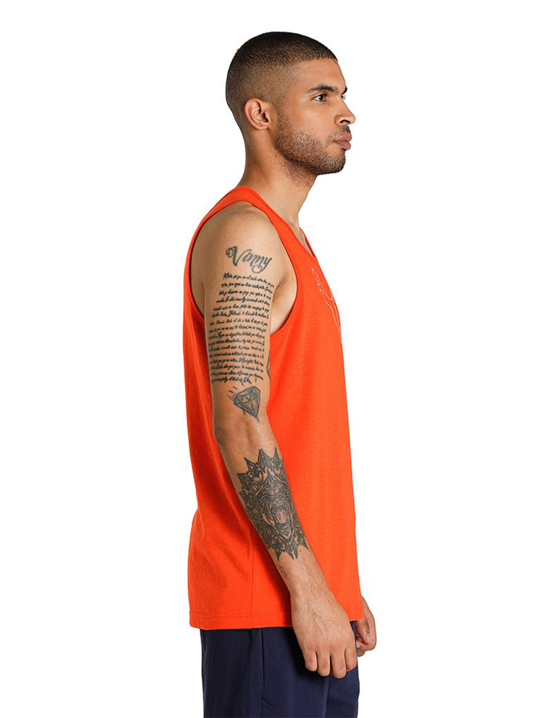 Puma Men Puma Black-Cherry Tomato Printed Slub Tank Pack of 2 (2)