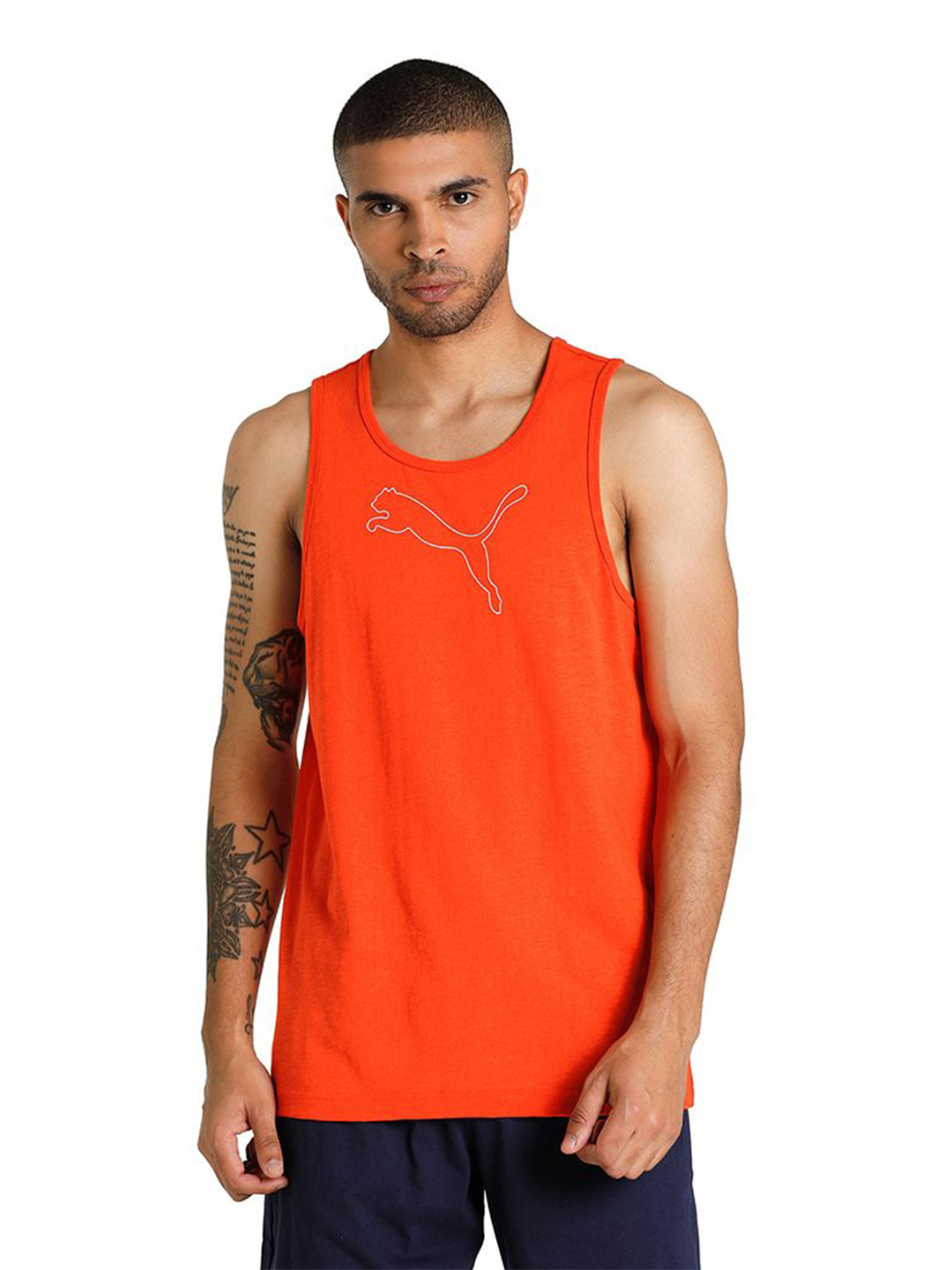 Puma Men Puma Black-Cherry Tomato Printed Slub Tank Pack of 2 (1)