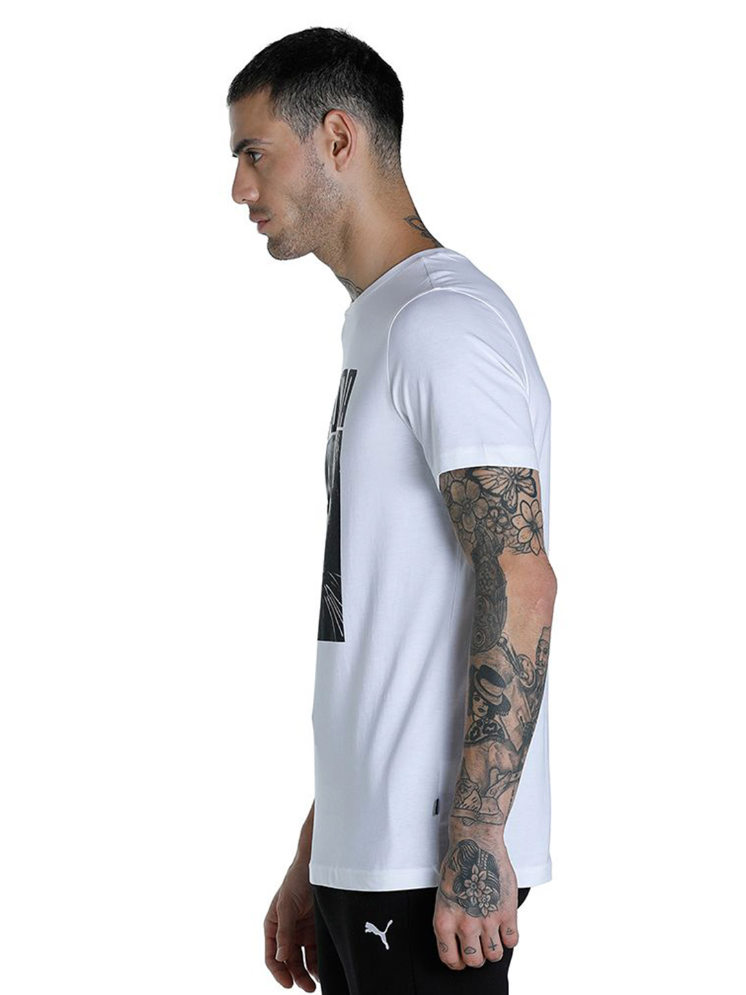 Puma Men Puma White Printed Cat Graphic T-Shirt (4)