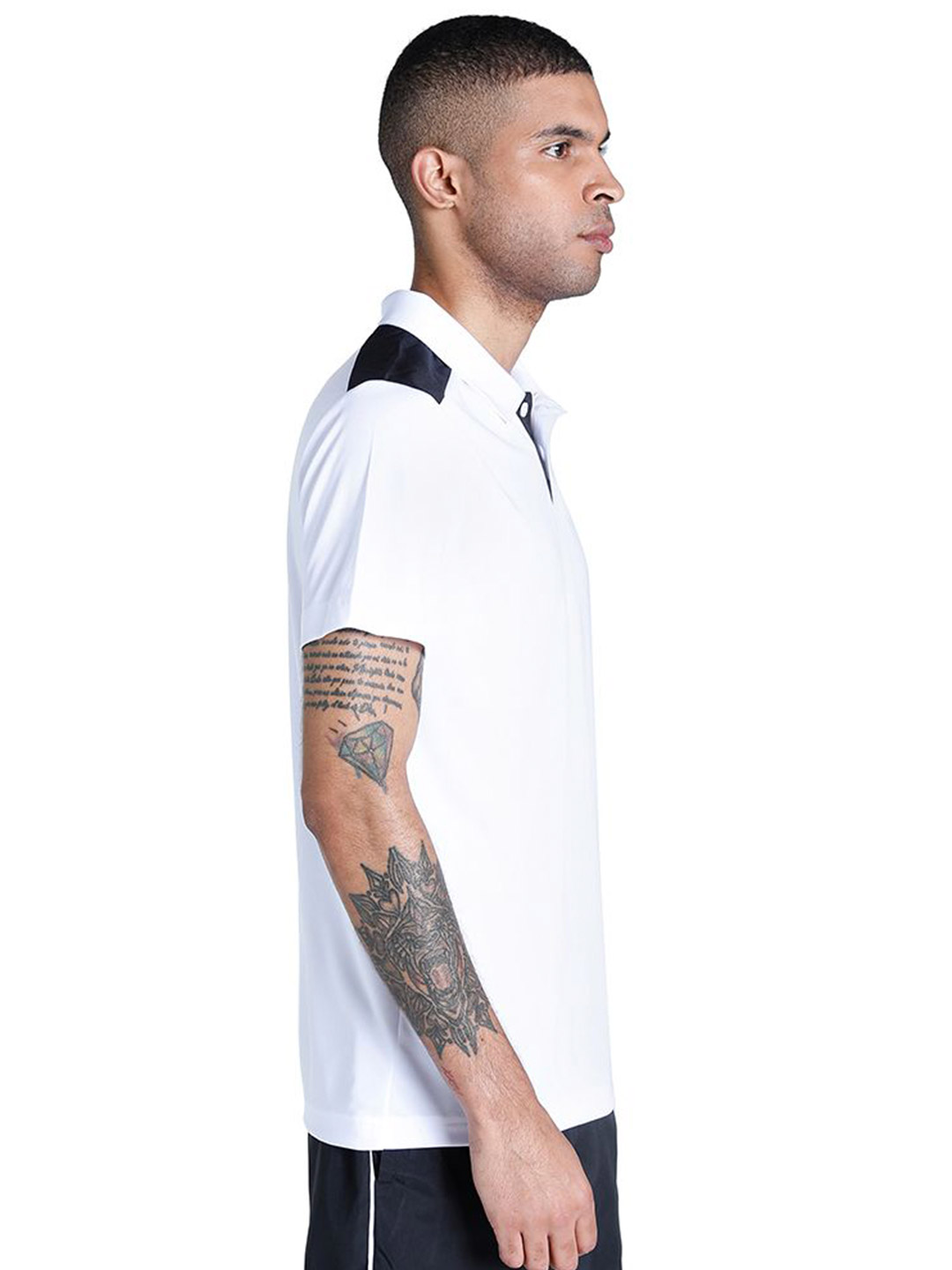 Puma Men Puma White Printed Color Block Train Polo T-Shirt (4)