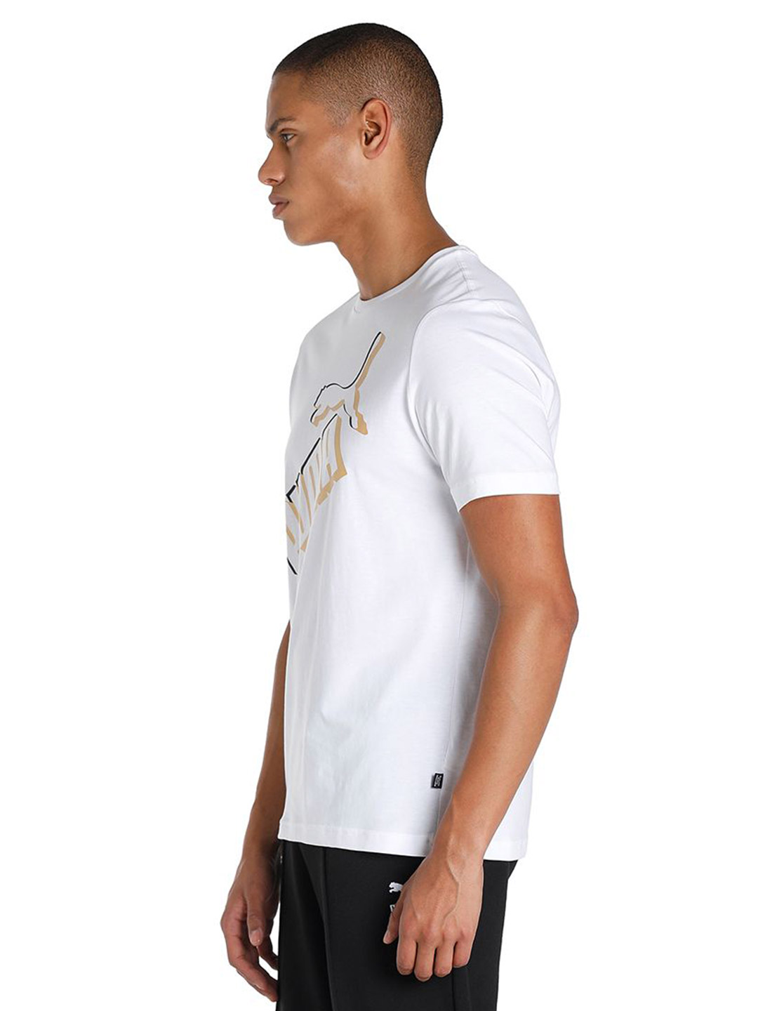 Puma Men Puma White Printed Essentials+ Big Logo T-Shirt (2)