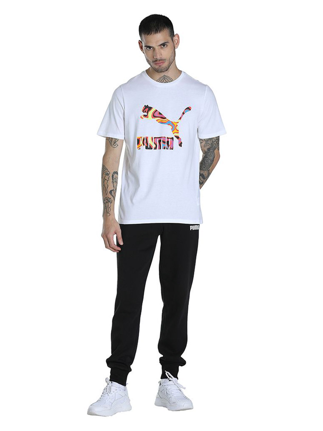 Puma Men Puma White Printed Lava Flow Logo T-Shirt (5)