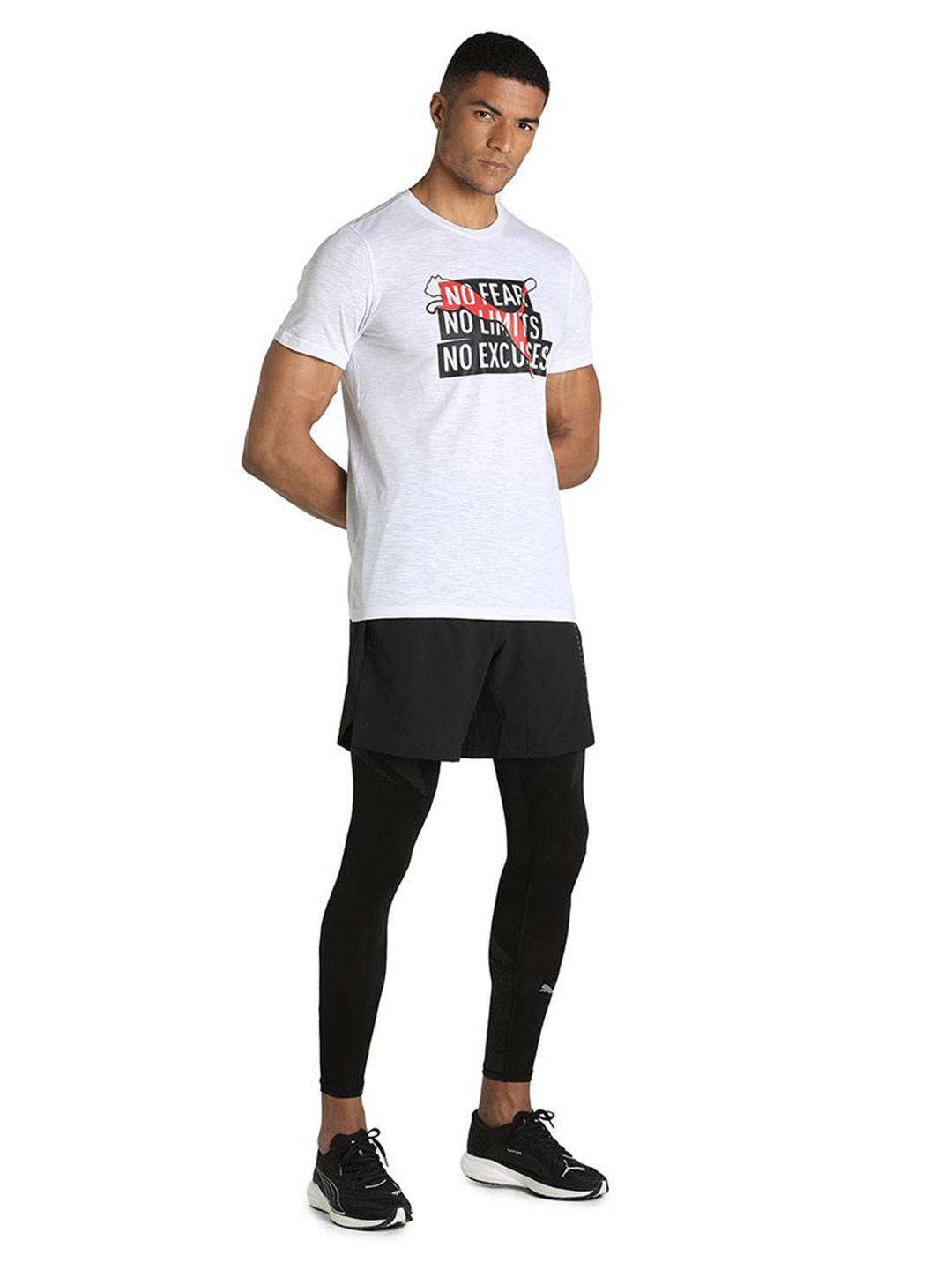 Puma Men Puma White Printed Performance Slogan Cat Training T-Shirt (5)