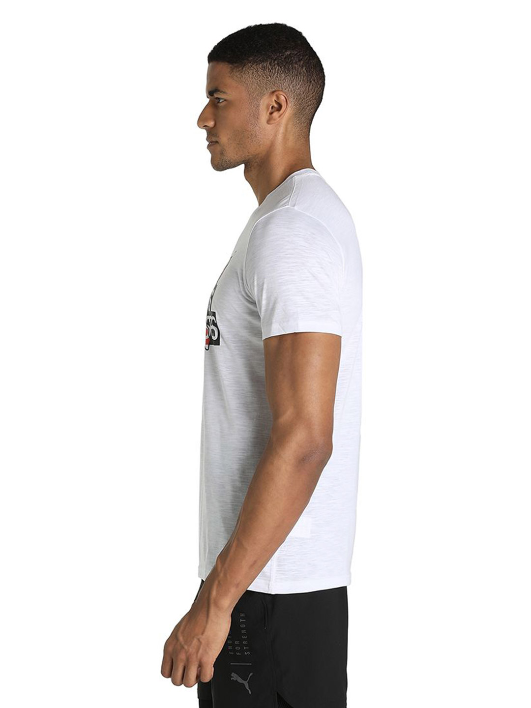 Puma Men Puma White Printed Performance Slogan Cat Training T-Shirt (3)
