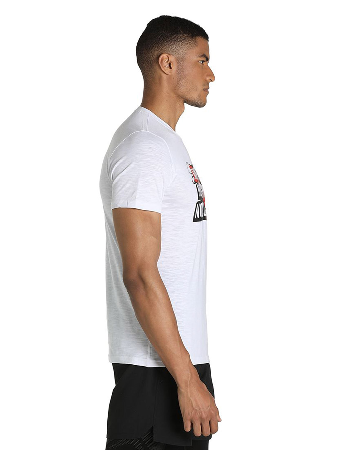 Puma Men Puma White Printed Performance Slogan Cat Training T-Shirt (4)