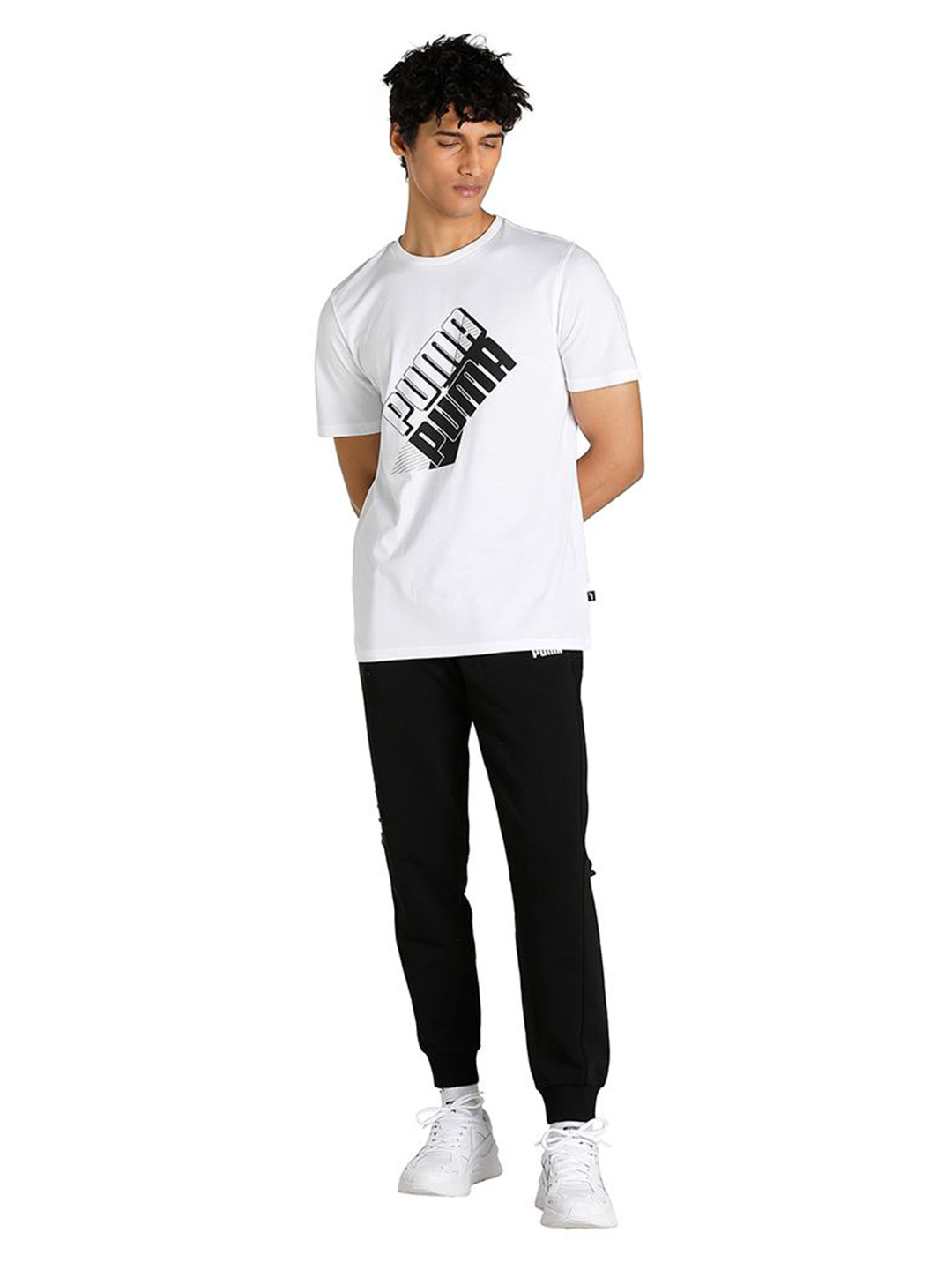 Puma Men Puma White Printed Power Logo T-Shirt (5)
