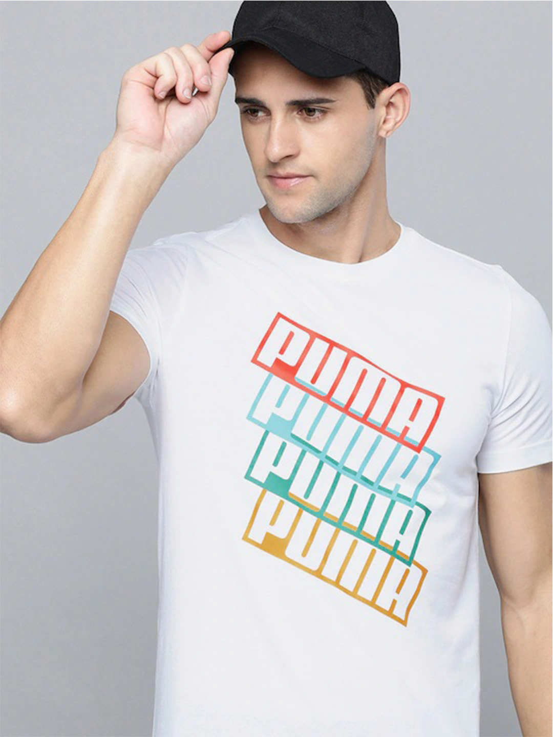 Men Puma White Printed PUMA Graphic T-Shirt