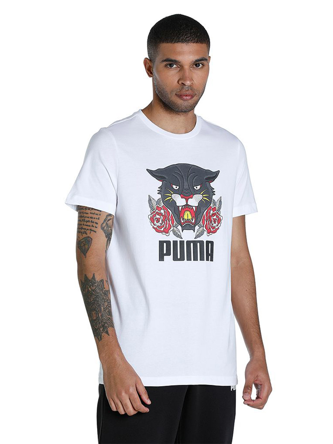 Men Puma White Printed PUMA x 1DER KL Rahul Grunge Logo T-Shirt