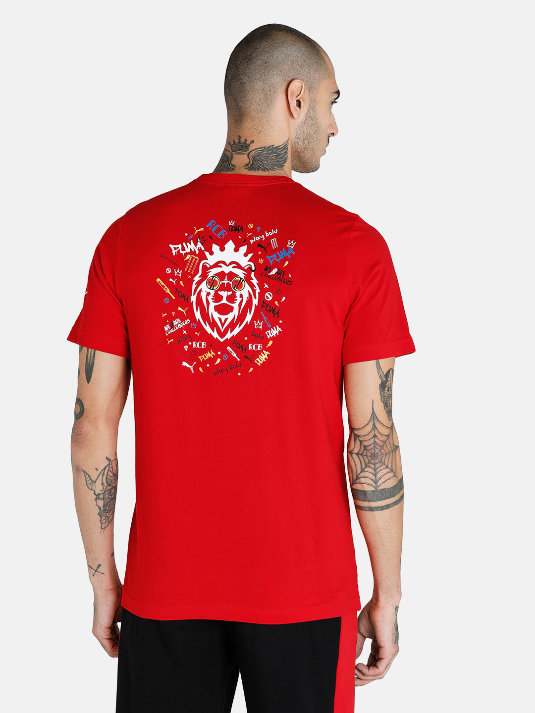 Puma Men Red Logo Printed Regular Fit Half Sleeves Cotton T-shirt (3)