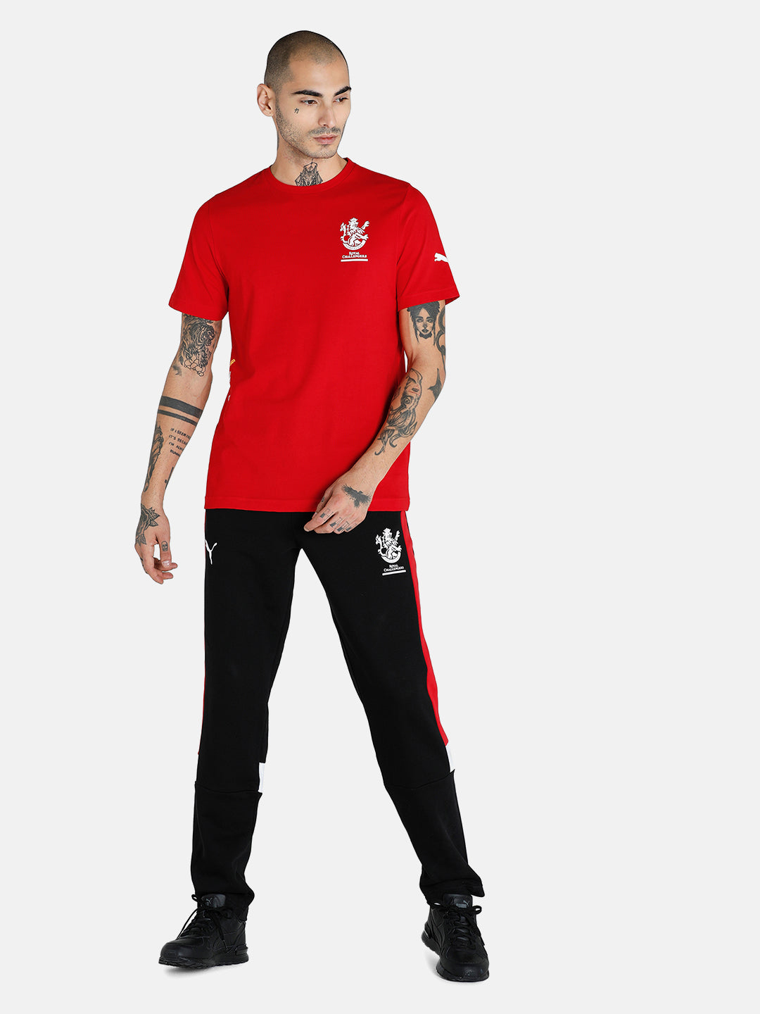 Puma Men Red Logo Printed Regular Fit Half Sleeves Cotton T-shirt (5)