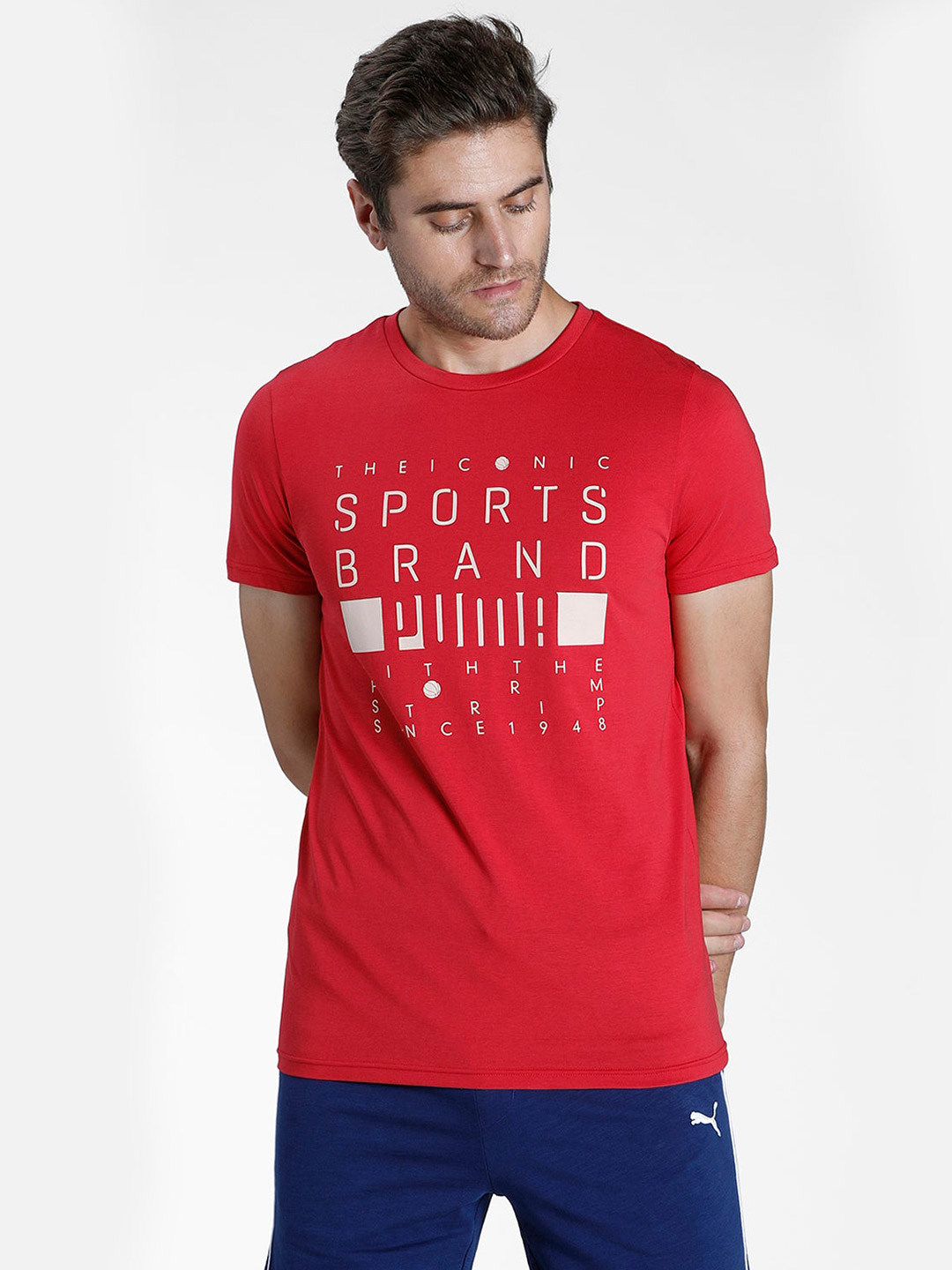 Puma Men Red & White Graphic Printed T-Shirts (1)