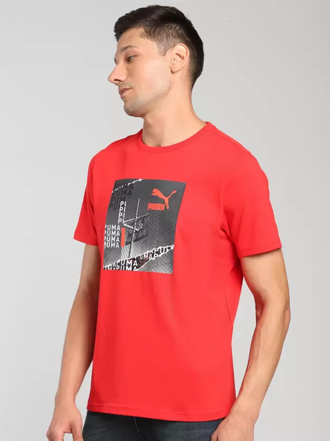 Puma Men Red & White Printed Graphic Photo Print T-Shirts (2)