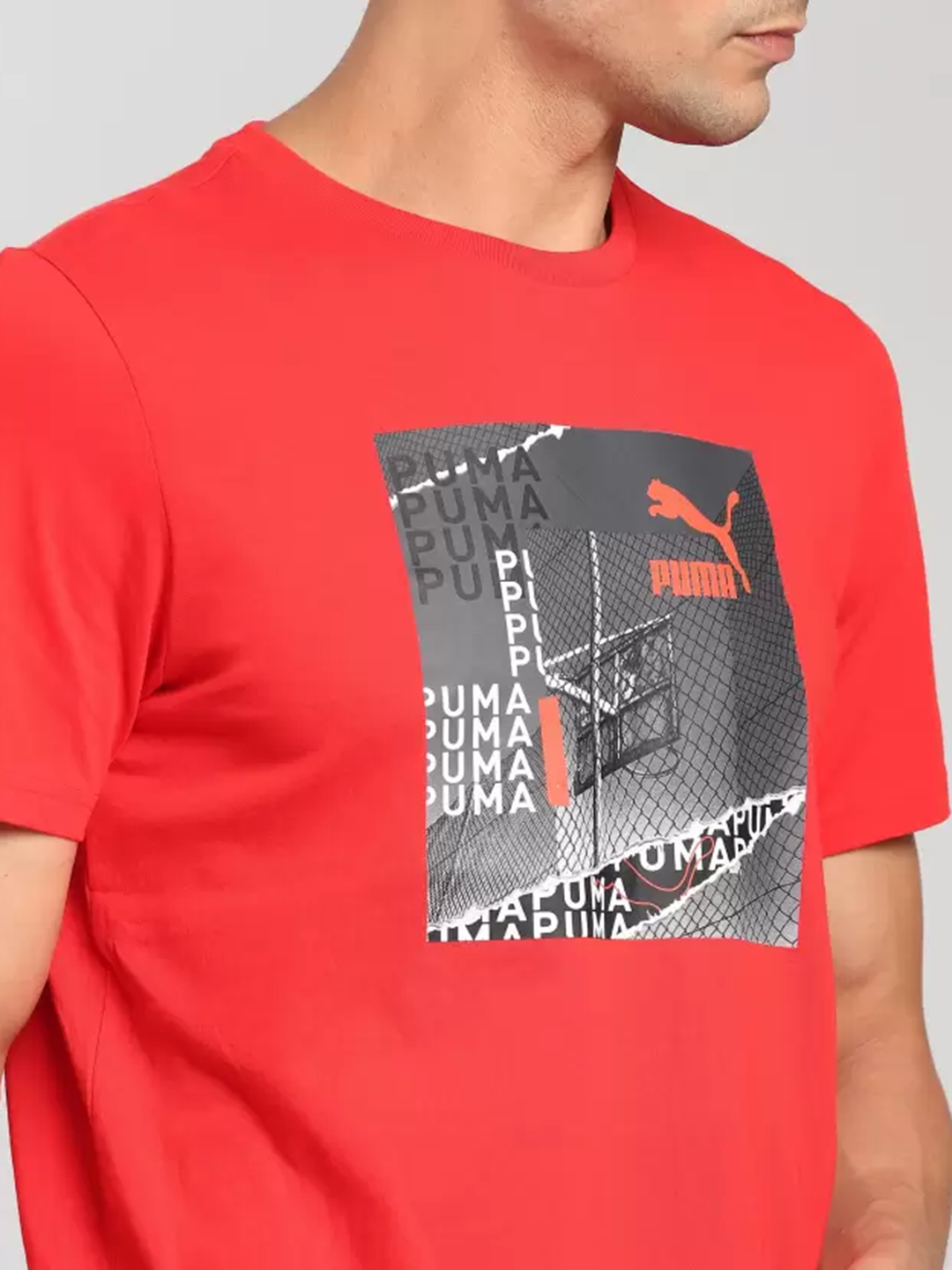 Puma Men Red & White Printed Graphic Photo Print T-Shirts (4)