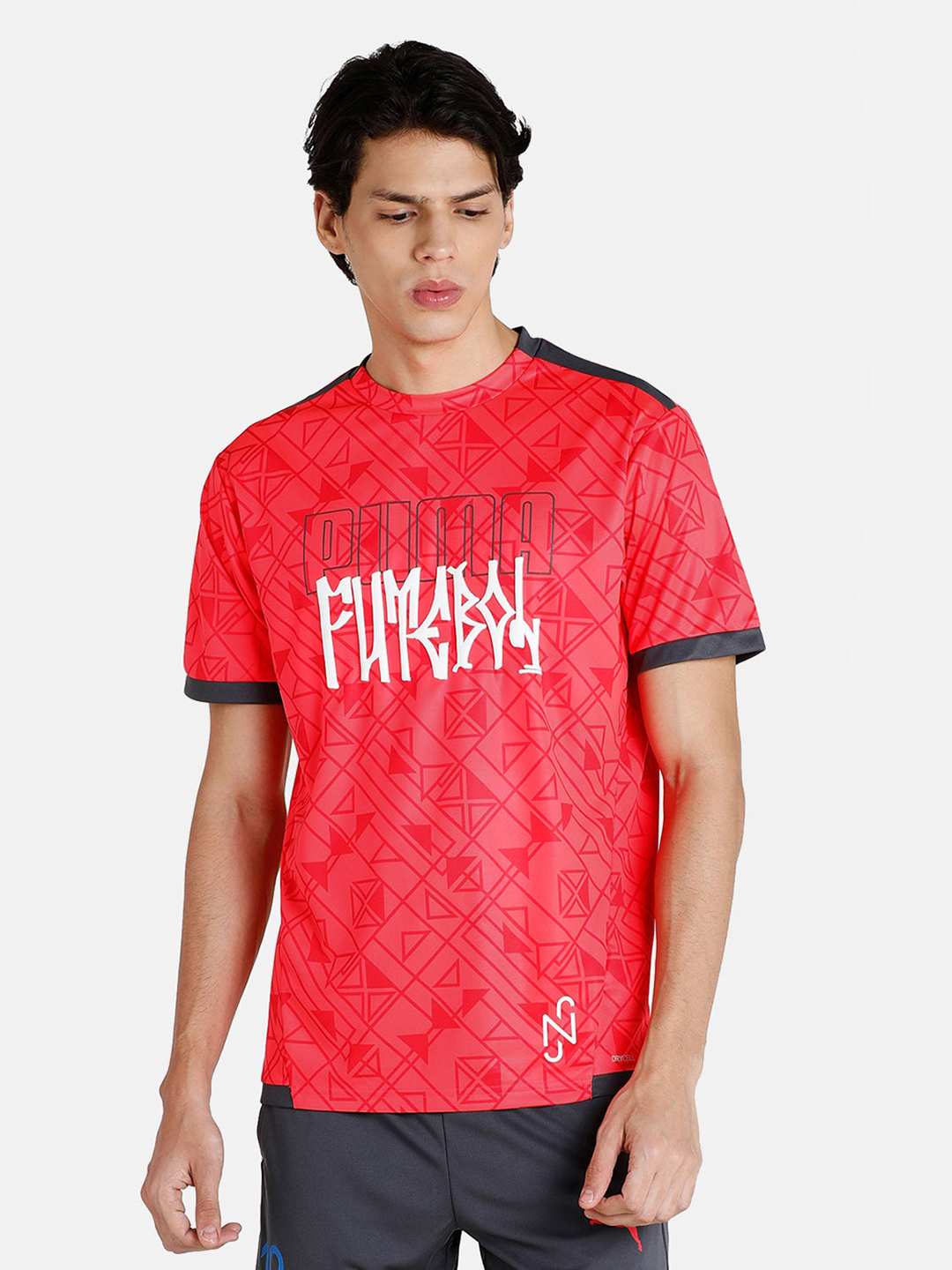 Puma Men Red & White Printed Neymar Jr Football Jersey T-Shirts